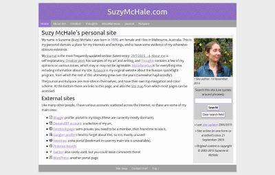 Screenshot of my site's main page, 30/7/2015