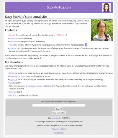 Screenshot of my site's main page, 23/11/2016