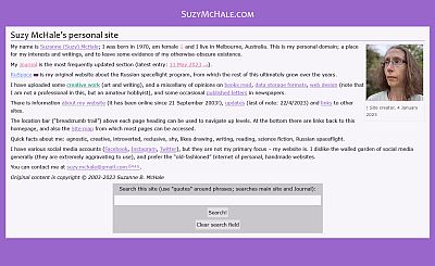 Screenshot of my site's main page, 12/5/2023