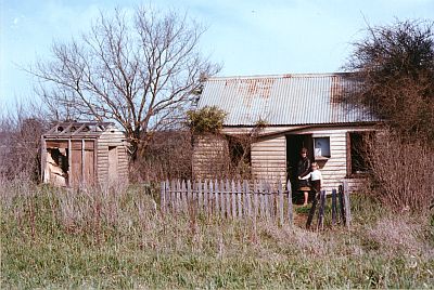 Mum and my sister outside Gran's former home, 1975