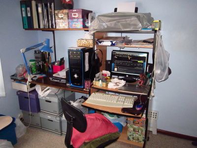 My desk and computer in my bedroom, 25/8/2012