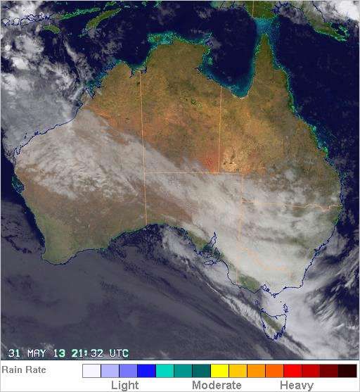 Radar image of rainfront over Australian continent