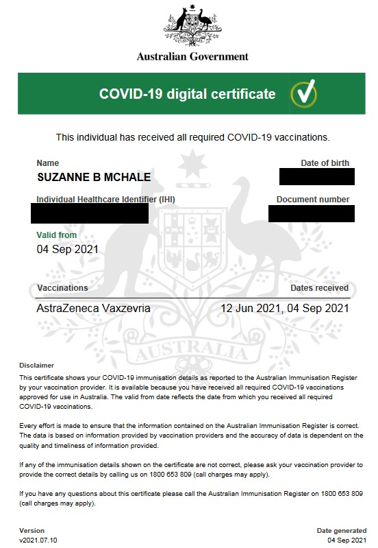 Covid-19 digital certificate