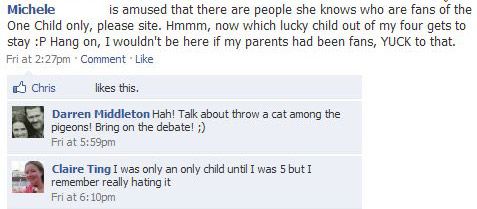 Facebook post from my sister