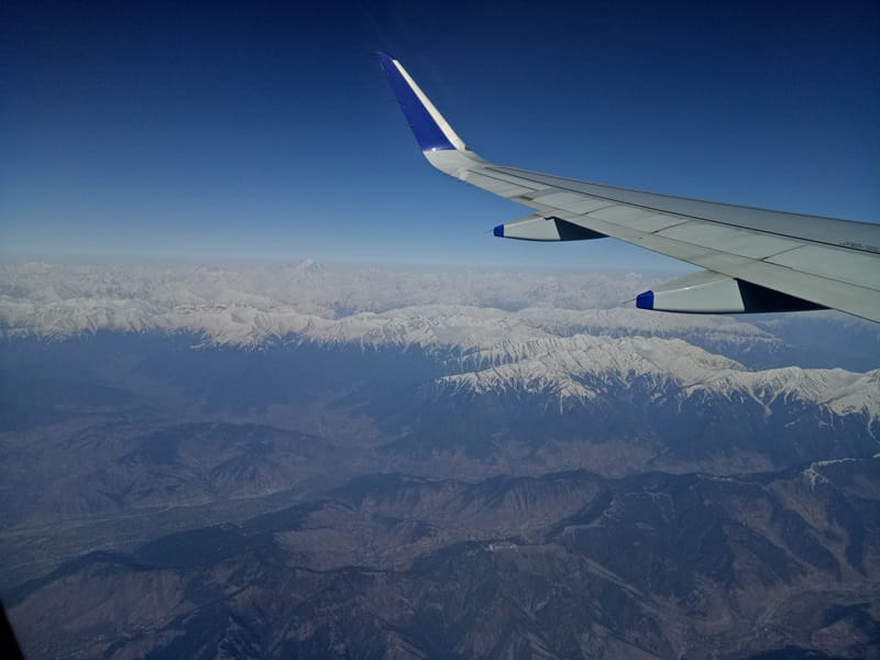 Photo taken from airliner of Himalaya mountain range