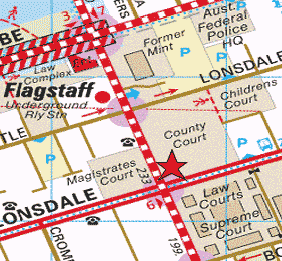 Map of courts complex in Willam Street, Melbourne