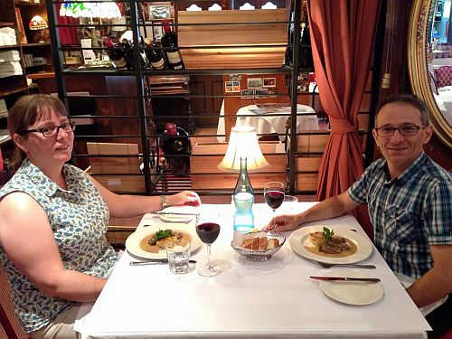 Michele and Chris eating out